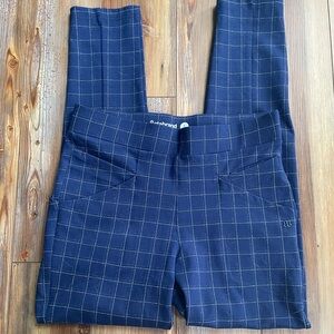 Betabrand Blue Ankle Cropped Pants with Windowpane Pattern